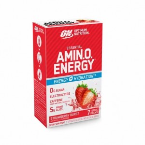 Optimum Nutrition Essential AMIN.O. ENERGY + Electrolytes Strawberry Burst 7 Stick Packs (7 Servings) Indonesia | 08341-MDEW