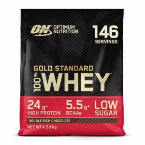 Optimum Nutrition Gold Standard 100% Whey Protein Powder Double Rich Chocolate 4.53 kg (146 Servings) Indonesia | 10539-TMOR