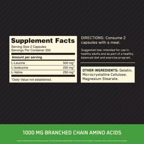 Optimum Nutrition BCAA 1000 400 Capsules (200 Servings) Indonesia | 49316-JFPI