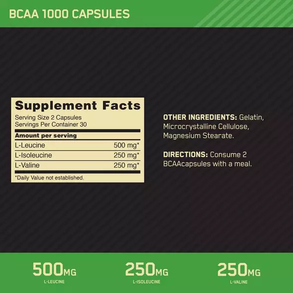 Optimum Nutrition BCAA 1000 60 Capsules (30 Servings) Indonesia | 90347-KJGZ