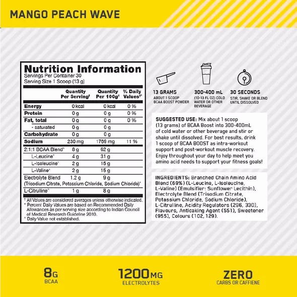 Optimum Nutrition BCAA Boost Mango Peach 30 Serves Indonesia | 20573-JVYC