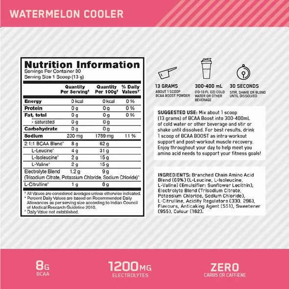 Optimum Nutrition BCAA Boost Watermelon 30 Serves Indonesia | 19634-PUNW