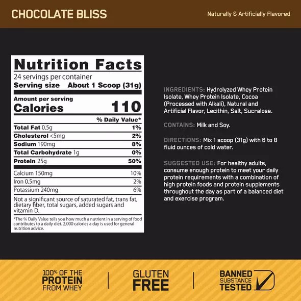 Optimum Nutrition GOLD STANDARD® 100% Isolate Chocolate Bliss 3 lb (44 Servings) Indonesia | 57308-EAJY