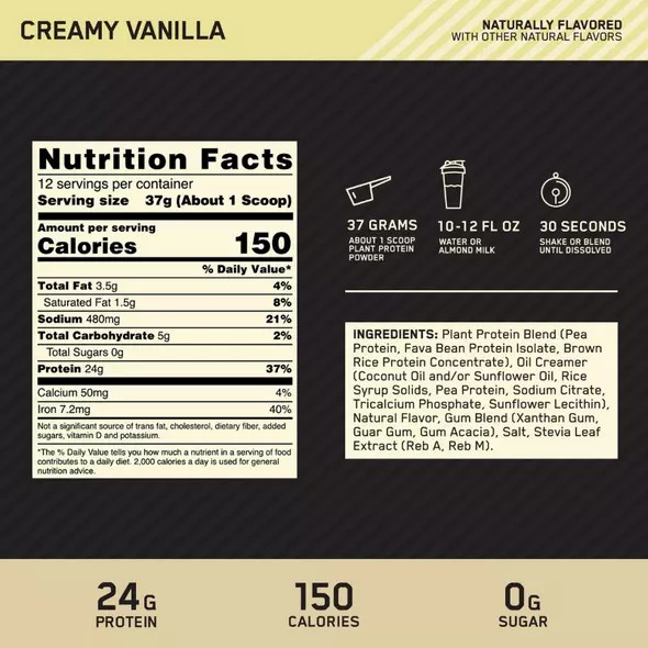 Optimum Nutrition GOLD STANDARD® 100% Plant Creamy Vanilla 0.98 lb (12 Servings) Indonesia | 75913-ZFSR