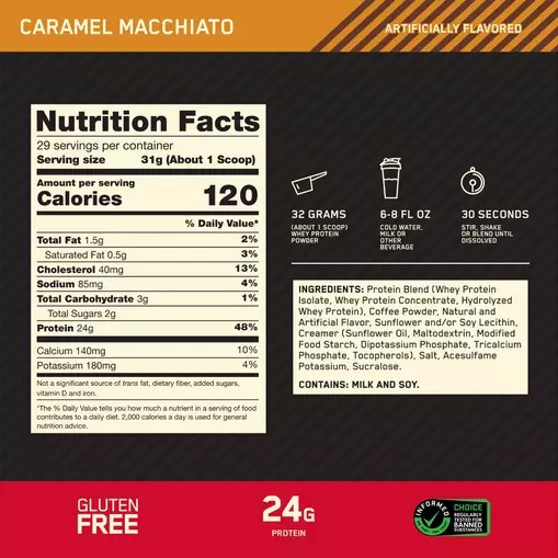 Optimum Nutrition GOLD STANDARD 100% WHEY™ *new* Caramel Macchiato 2 lb (28 Servings) Indonesia | 92381-PEOB