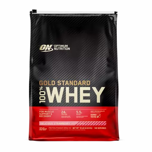 Optimum Nutrition GOLD STANDARD 100% WHEY™ Delicious Strawberry 10 lb (146 Servings) Indonesia | 63125-YJSR