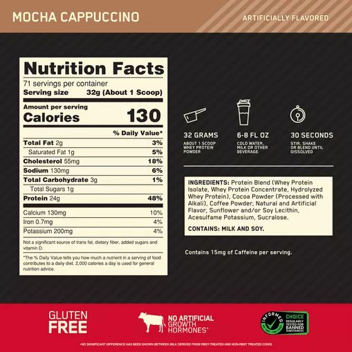 Optimum Nutrition GOLD STANDARD 100% WHEY™ Mocha Cappuccino 5 lb (71 Servings) Indonesia | 37926-RMDF