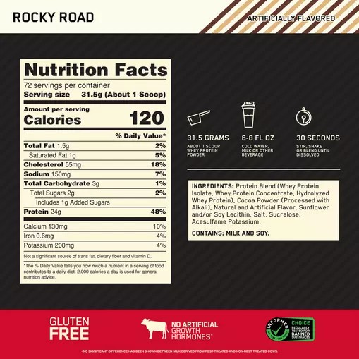 Optimum Nutrition GOLD STANDARD 100% WHEY™ Rocky Road 5 lb (72 Servings) Indonesia | 50136-XNDC