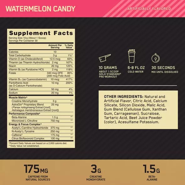 Optimum Nutrition GOLD STANDARD® Pre-Workout Watermelon 0.66 lb (30 Servings) Indonesia | 68271-NQRL