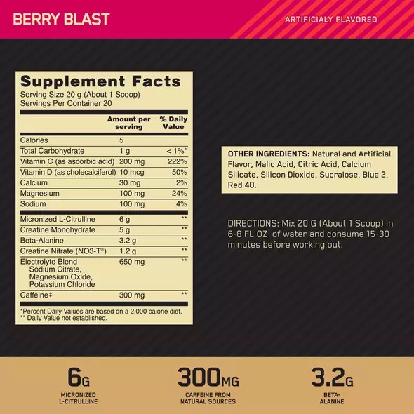 Optimum Nutrition GOLD STANDARD® Pre Advanced Berry Blast 0.88 lb (20 Servings) Indonesia | 06482-IWLX