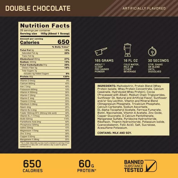 Optimum Nutrition GOLD STANDARD® Pro Gainer Double Chocolate 5.09 lb (14 Servings) Indonesia | 96084-LXNR