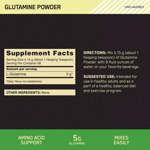 Optimum Nutrition Glutamine Powder 0.66 lb (58 Servings) Indonesia | 10498-YFJS