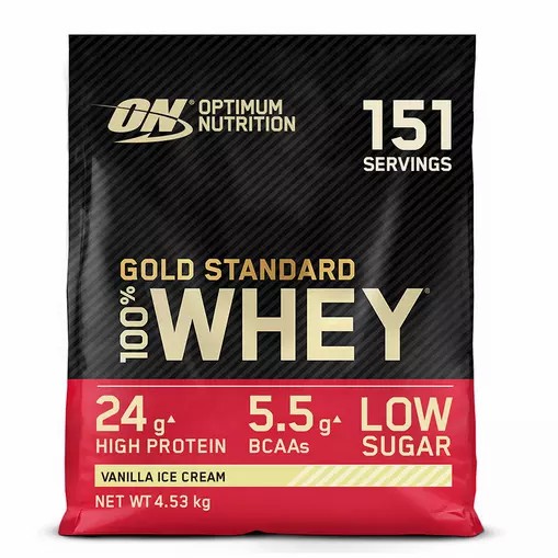 Optimum Nutrition Gold Standard 100% Whey Protein Powder Vanilla Ice Cream 4.53 kg (151 Servings) Indonesia | 76213-HGEU