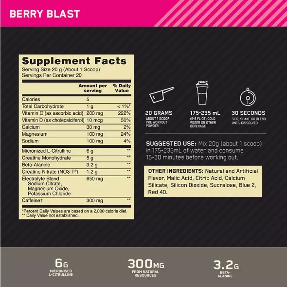 Optimum Nutrition Gold Standard Pre Advanced Berry Blast 20 Serves Indonesia | 42180-QCEM